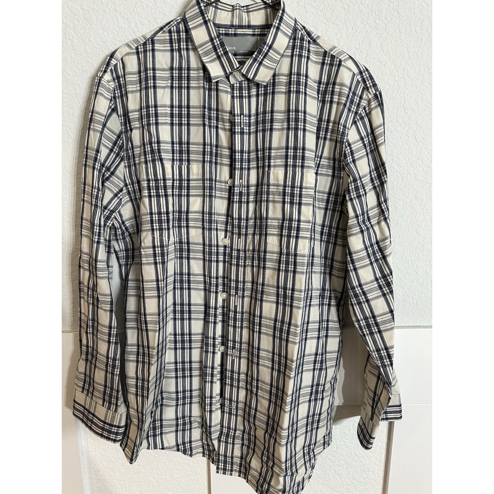 Vince Mens Large Classic Fit Button Up Plaid Shirt Long Sleeve Top Cotton Blend